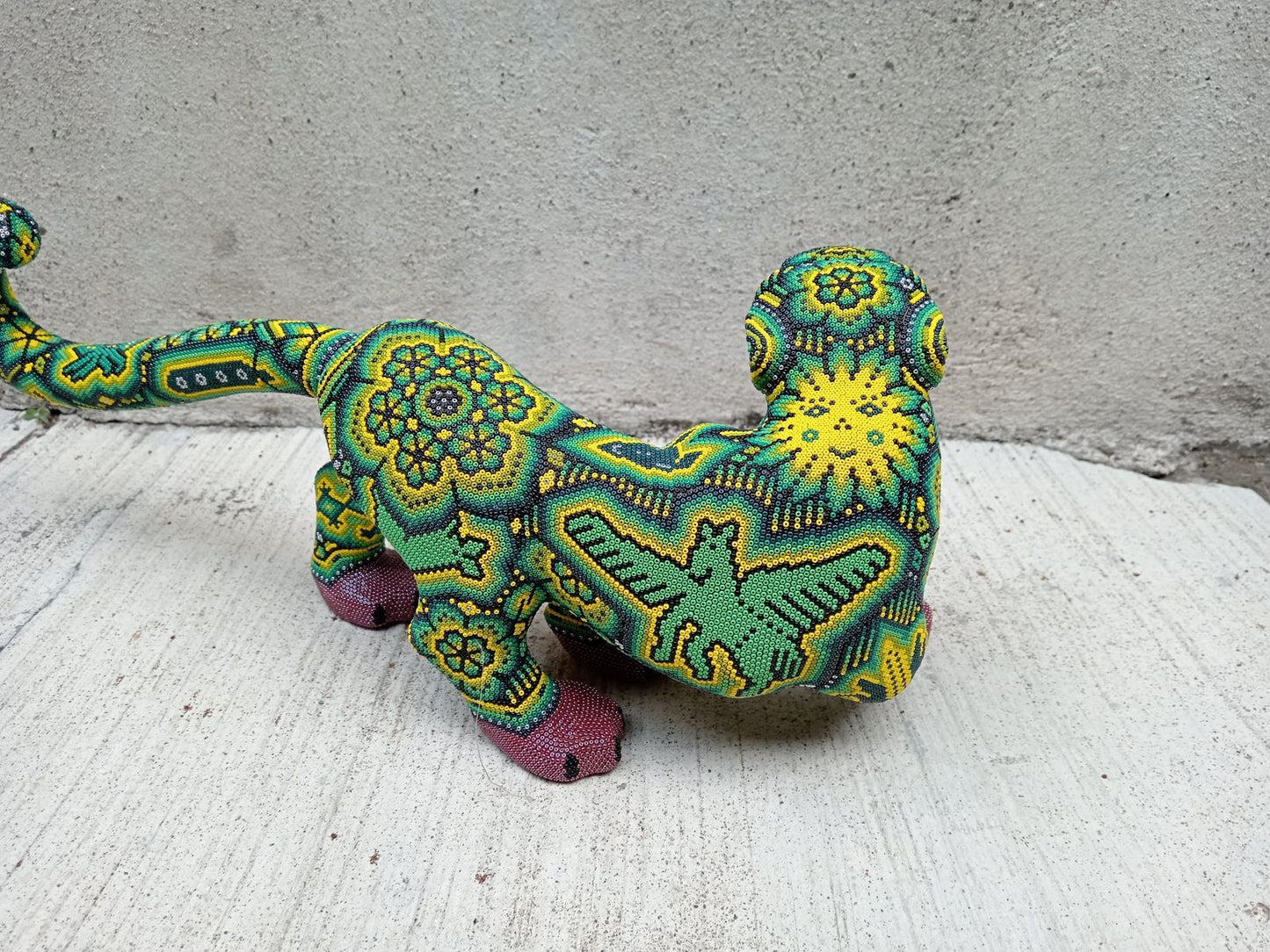 Mexican Huichol Hand Beaded Jaguar By Isandro Villa Lopez PP8763