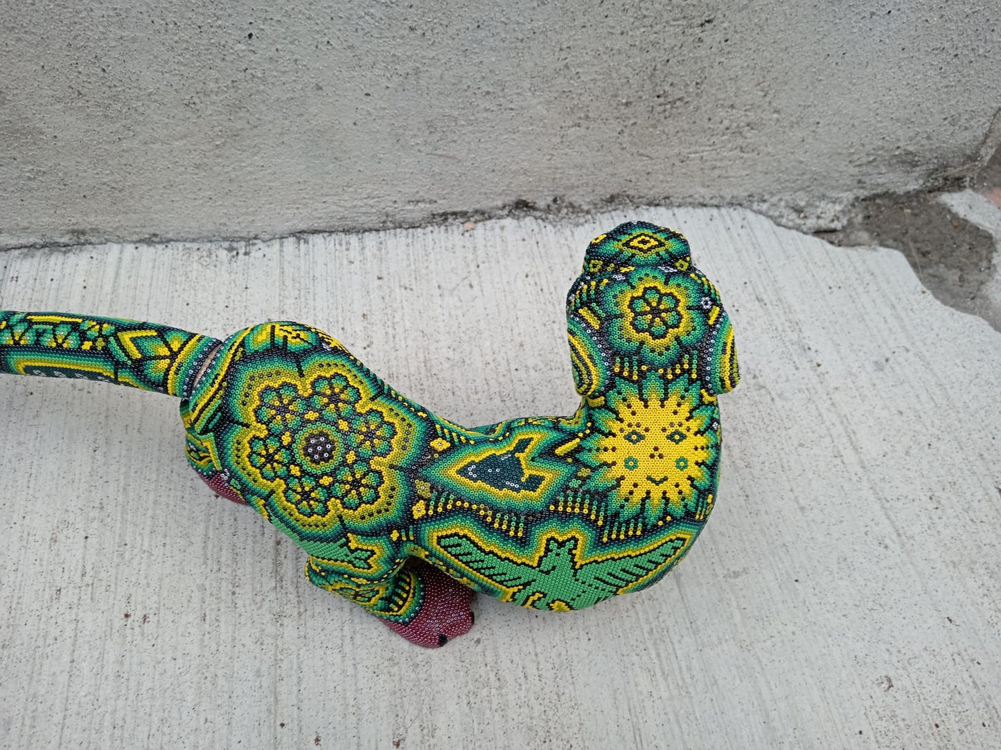 Mexican Huichol Hand Beaded Jaguar By Isandro Villa Lopez PP8763