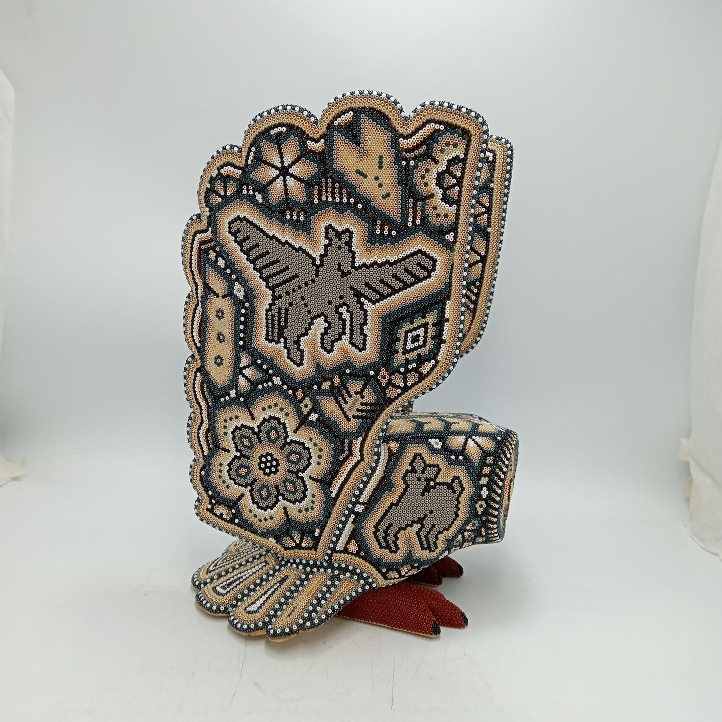 Mexican Huichol Hand Beaded Owl By Isandro Villa Lopez PP8765
