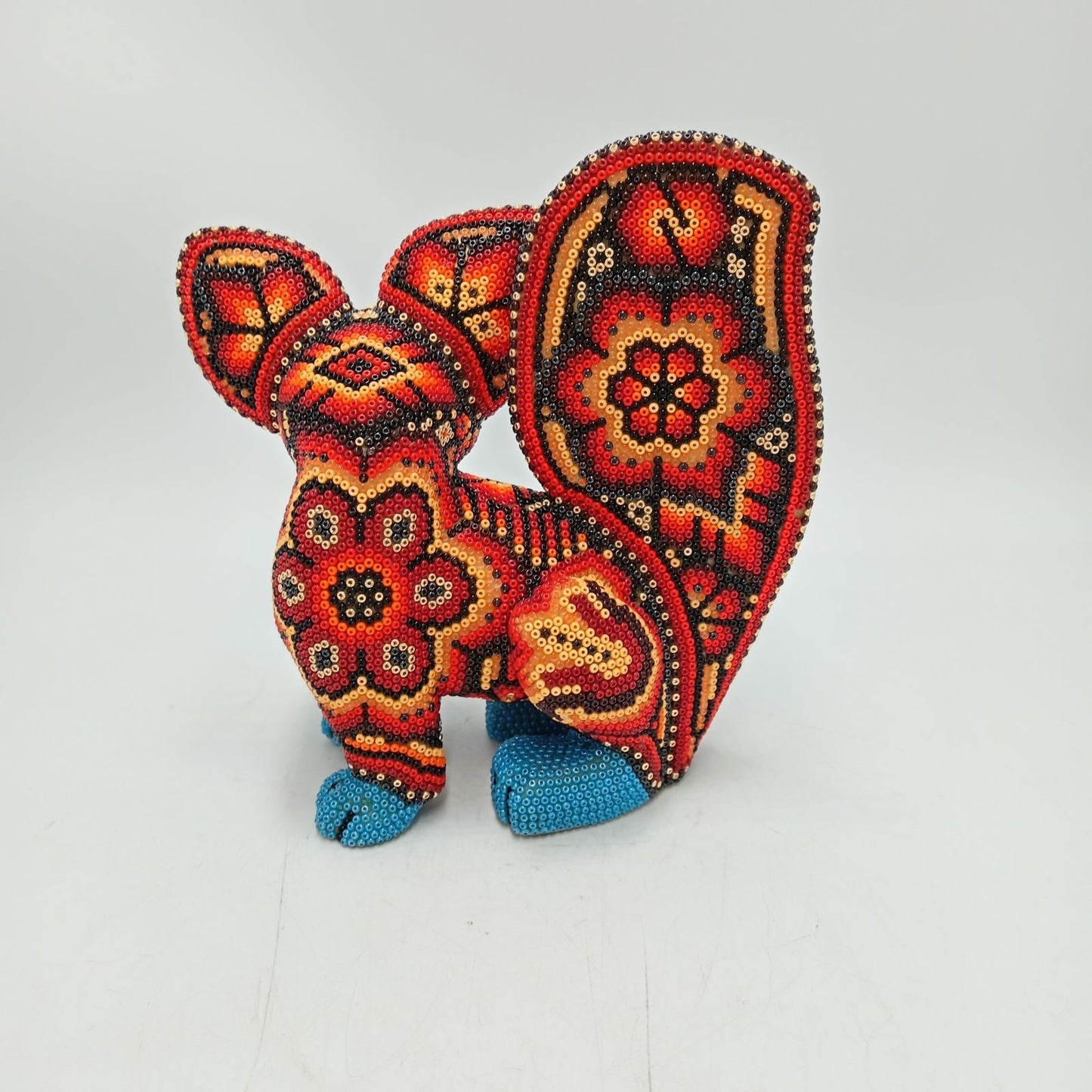 Mexican Huichol Hand Beaded Fox By Isandro Villa Lopez PP8767