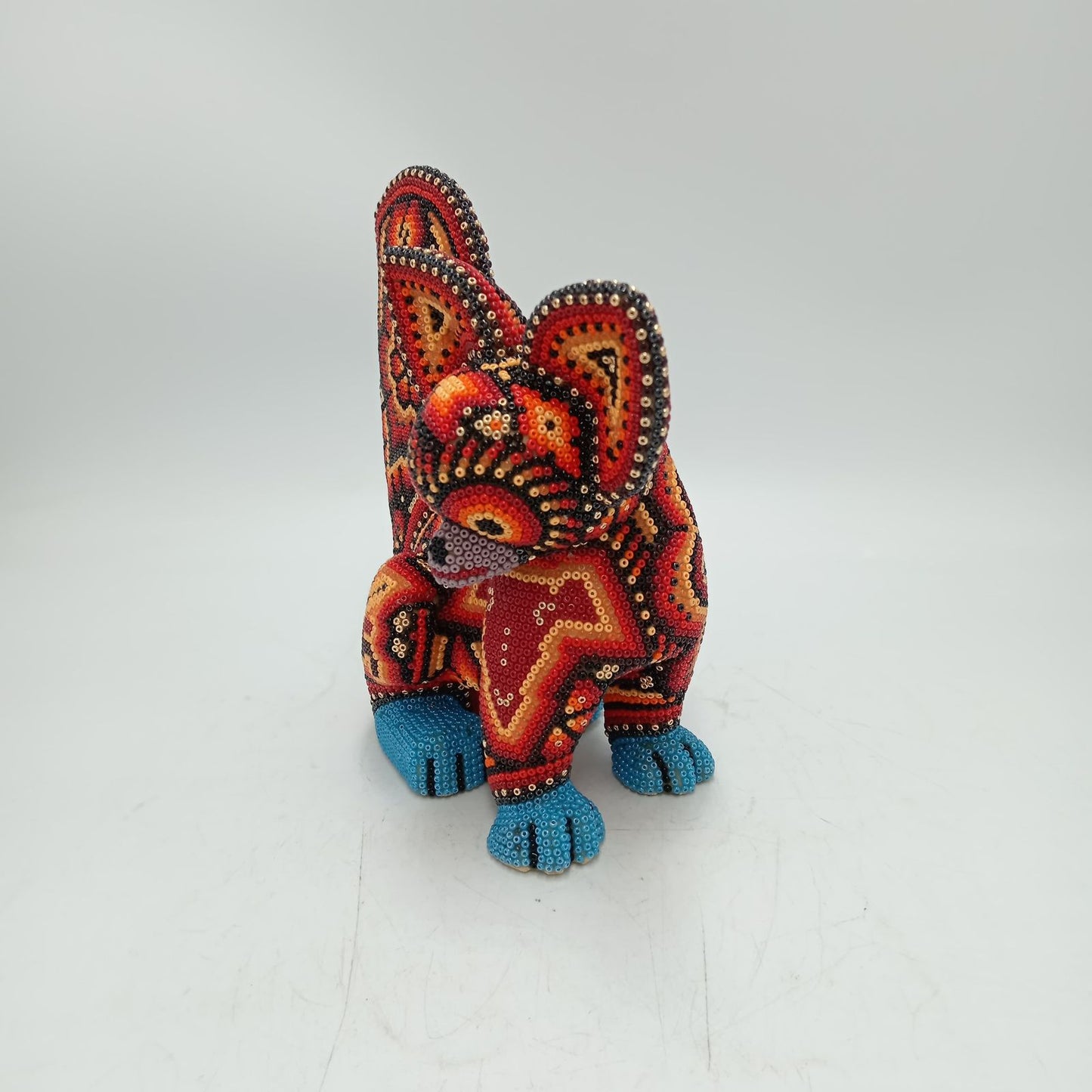 Mexican Huichol Hand Beaded Fox By Isandro Villa Lopez PP8767