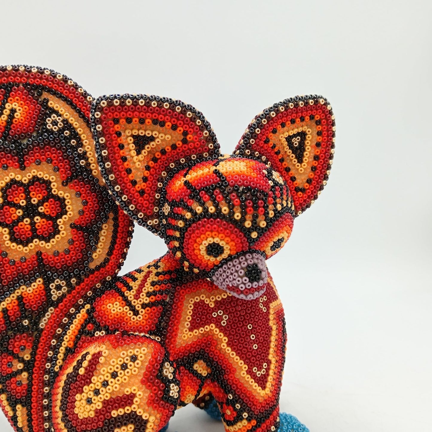 Mexican Huichol Hand Beaded Fox By Isandro Villa Lopez PP8767
