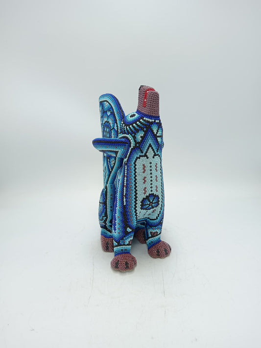 Mexican Huichol Hand Beaded Coyote By Isandro Villa Lopez PP8768 Oaxaca