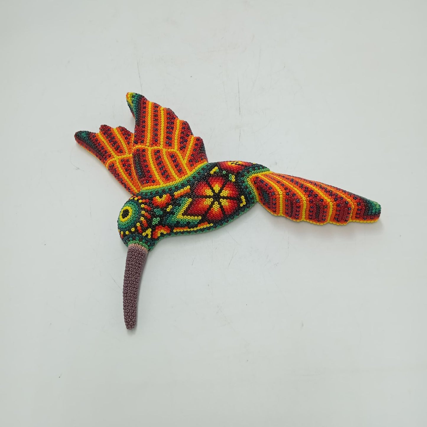 Mexican Huichol Hand Beaded Hummingbird By Isandro Villa Lopez PP8773