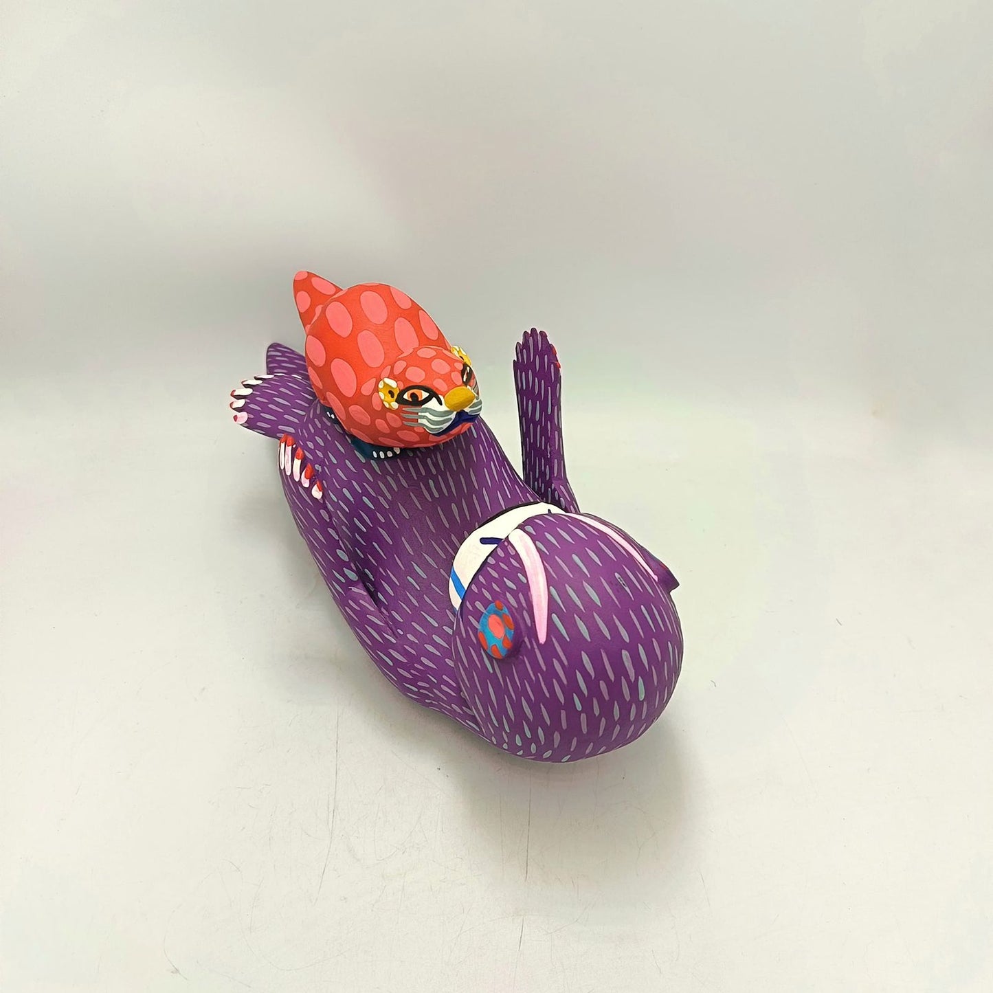 Oaxacan Wood Carving Hand Made, Otter with Baby By Armando Jimenez  PP8753