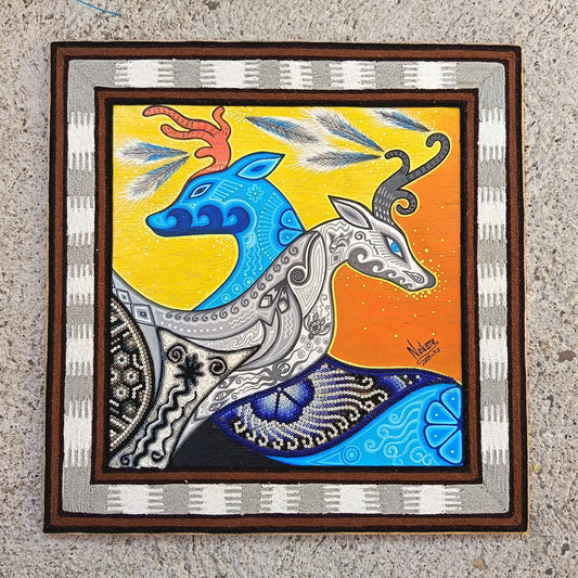 Huichol Mexican Folk Art Yarn Painting by Neikame PP8811
