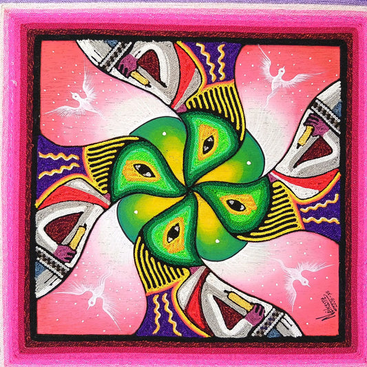 Huichol Mexican Folk Art Yarn Painting by Neikame PP8814
