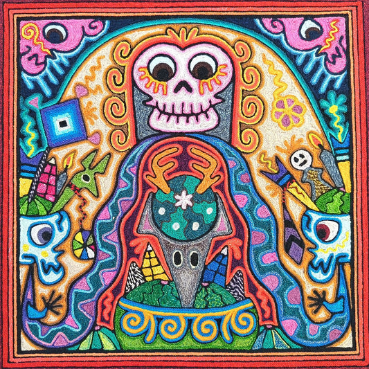 Huichol Indian Yarn Painting By Luis Castro PP8816