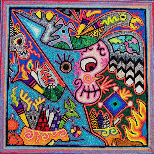Huichol Indian Yarn Painting By Luis Castro PP8817