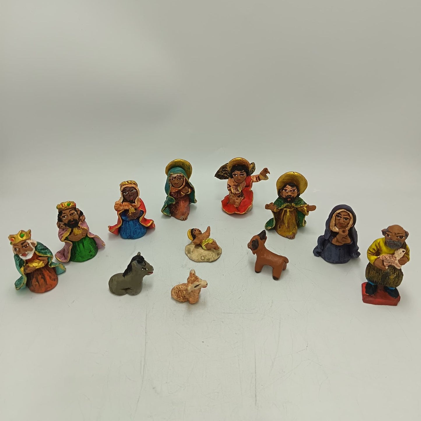 Extraordinary Hand made Painted Nativity Set By Demetrio Aguilar PP8867