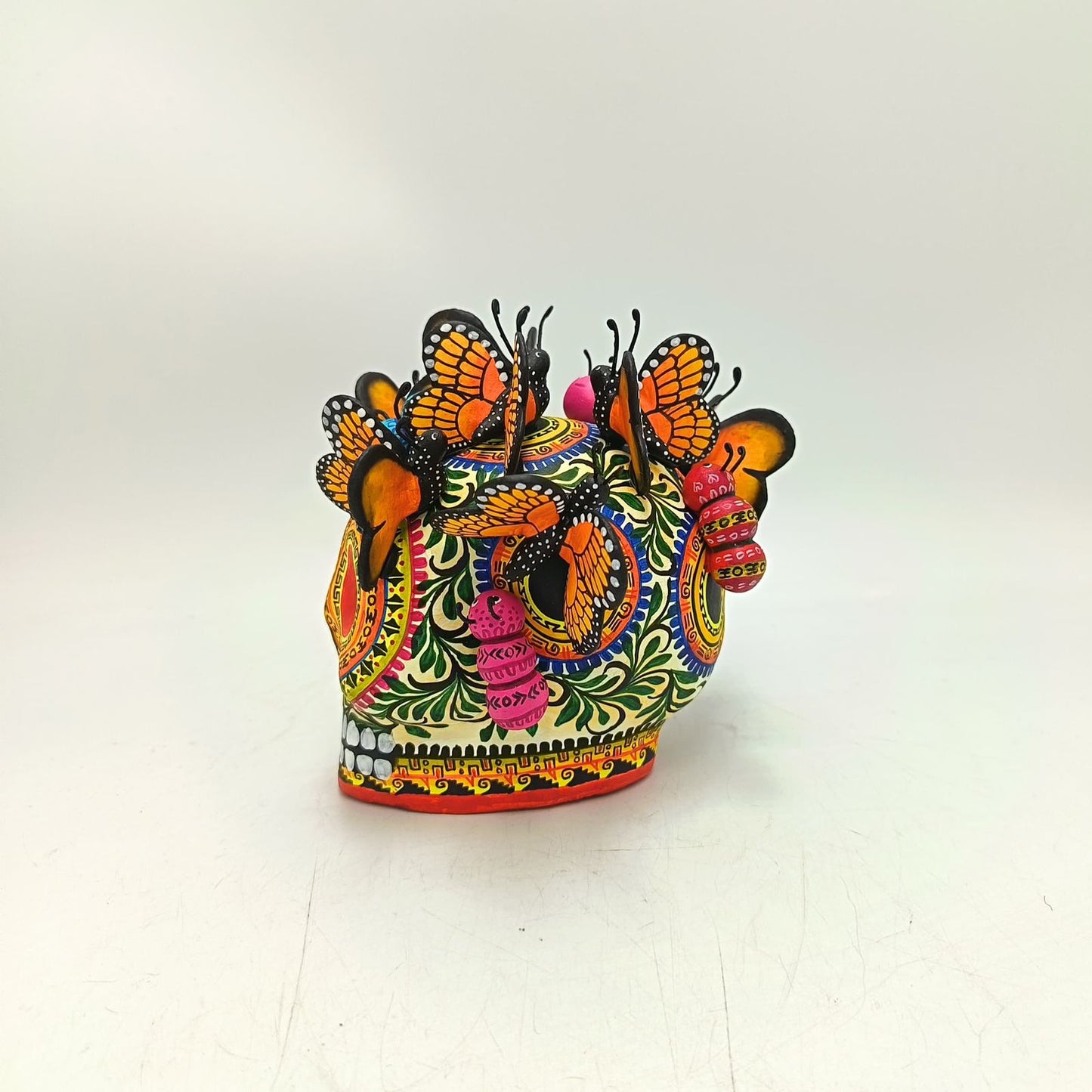 Day Of The Dead Ceramics Butterflys Human Skull By Alfonso Castillo PP8830
