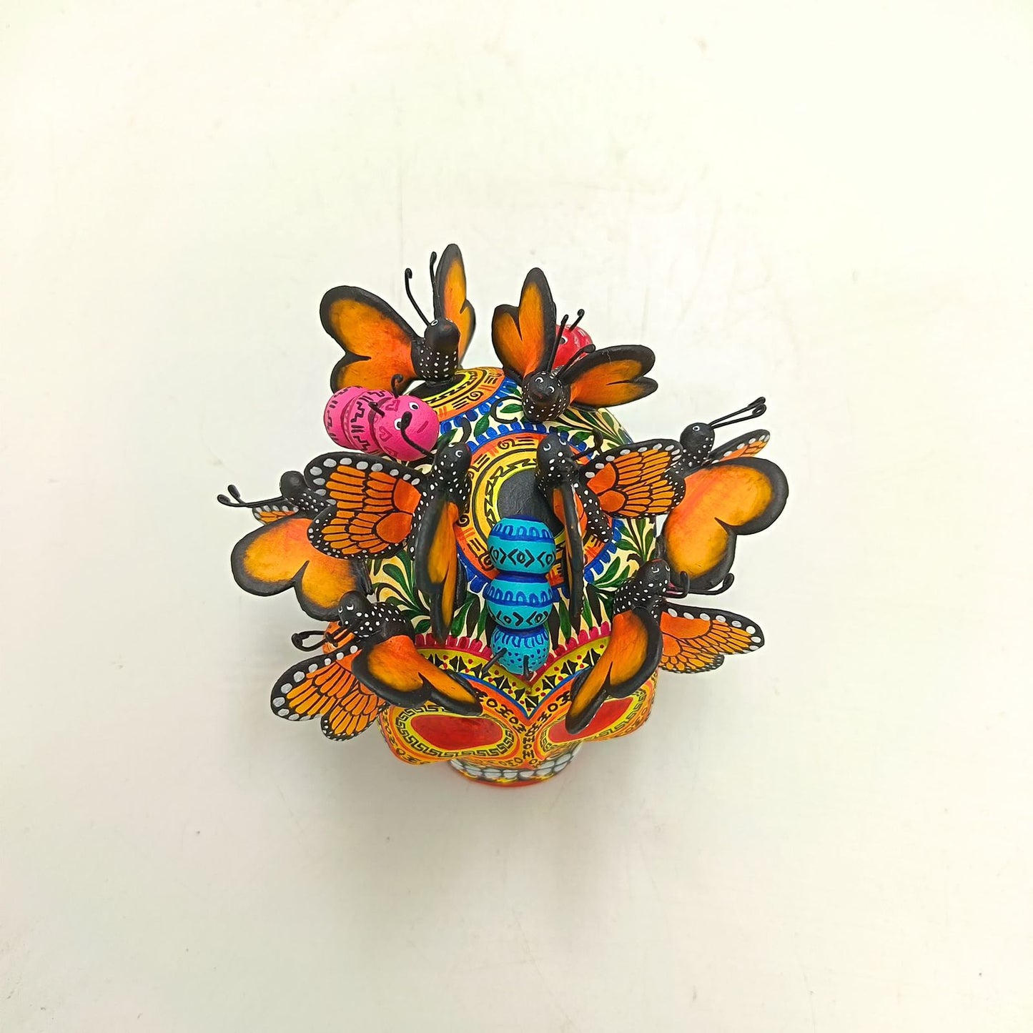 Day Of The Dead Ceramics Butterflys Human Skull By Alfonso Castillo PP8830