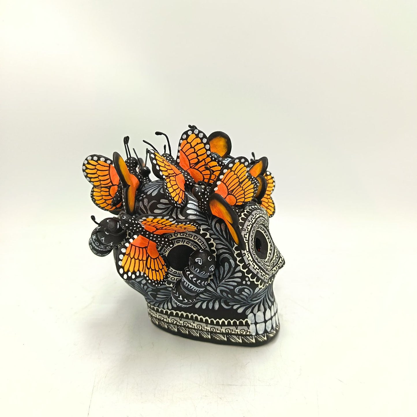 Day Of The Dead Ceramics Butterflys Human Skull By Alfonso Castillo PP8831