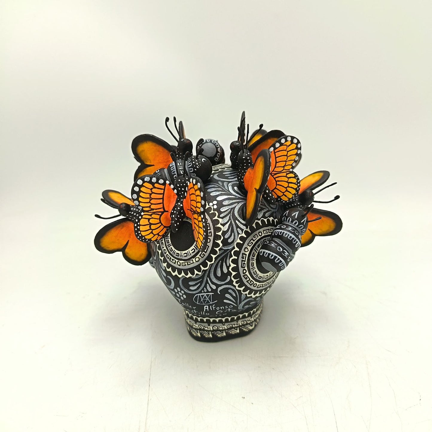 Day Of The Dead Ceramics Butterflys Human Skull By Alfonso Castillo PP8831