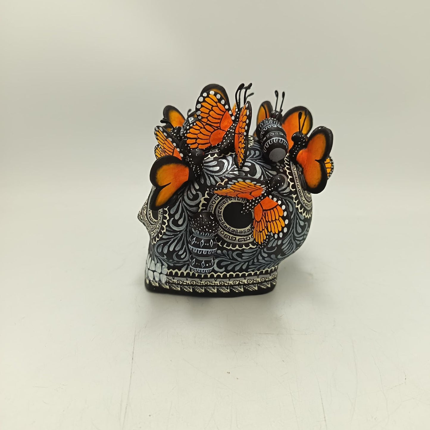 Day Of The Dead Ceramics Butterflys Human Skull By Alfonso Castillo PP8831