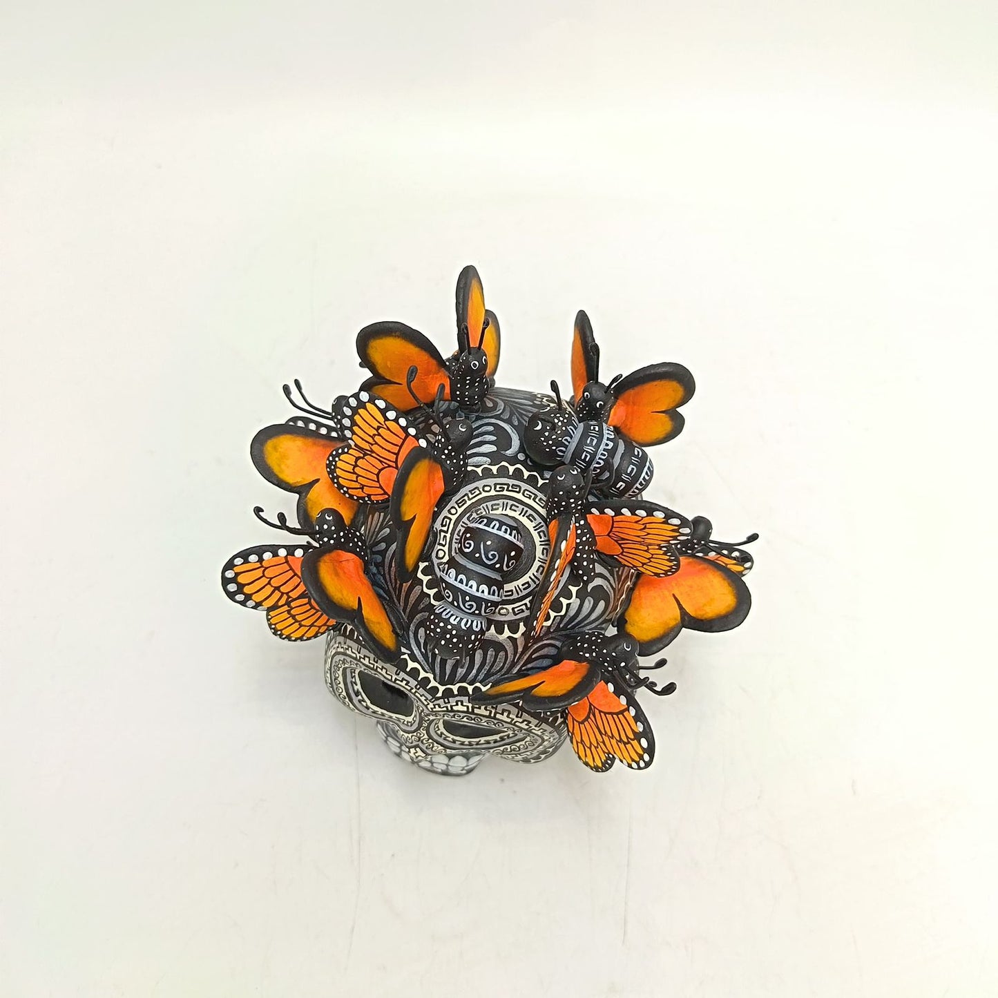 Day Of The Dead Ceramics Butterflys Human Skull By Alfonso Castillo PP8831