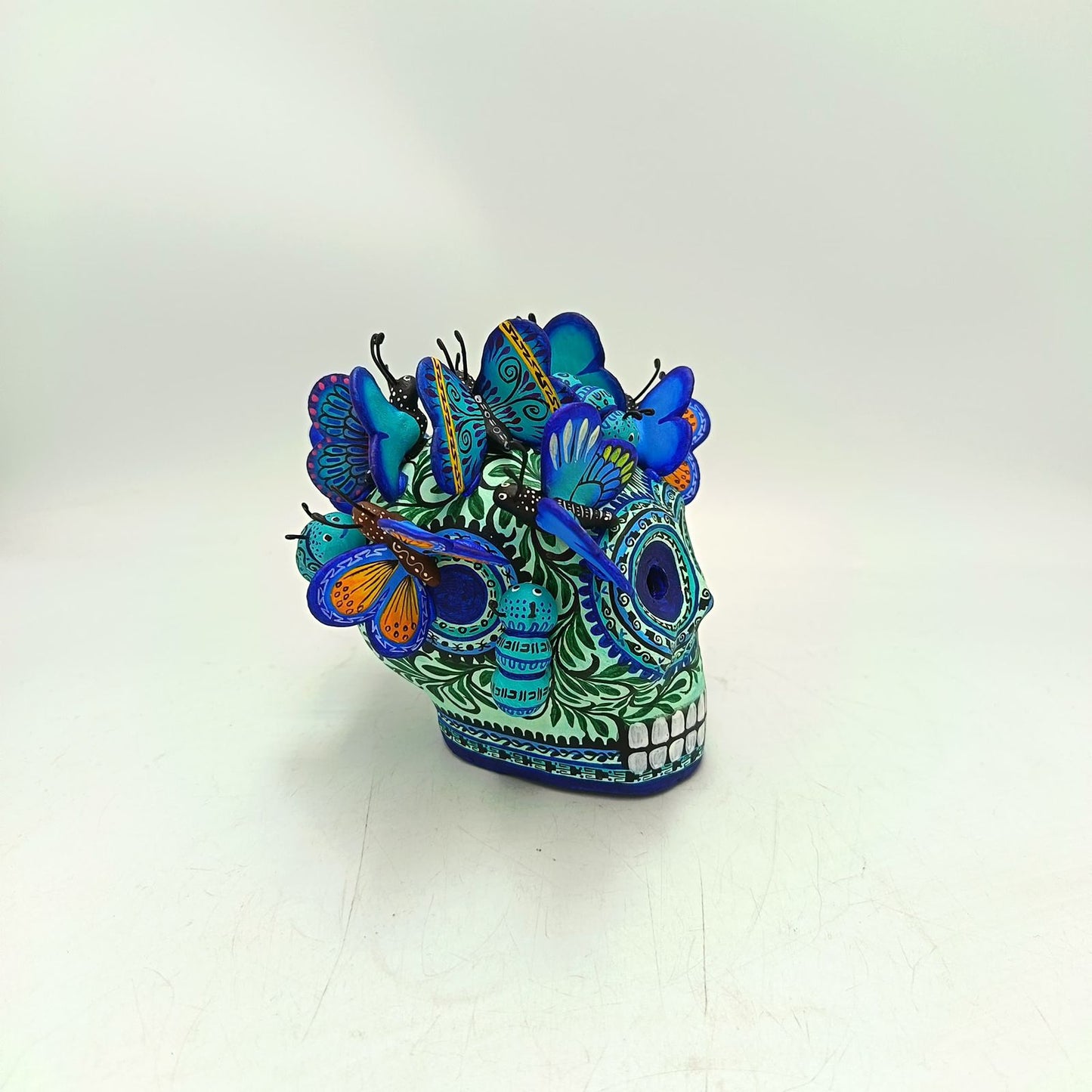 Day Of The Dead Ceramics Butterflys Human Skull By Alfonso Castillo PP8832