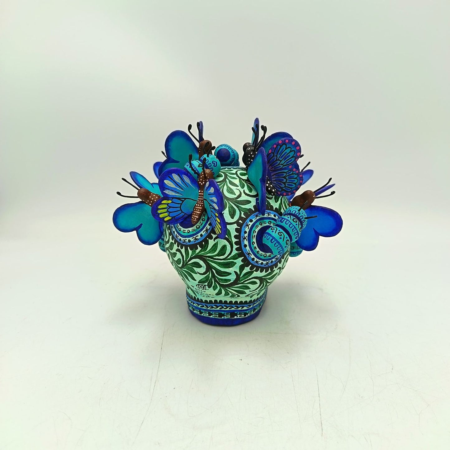 Day Of The Dead Ceramics Butterflys Human Skull By Alfonso Castillo PP8832