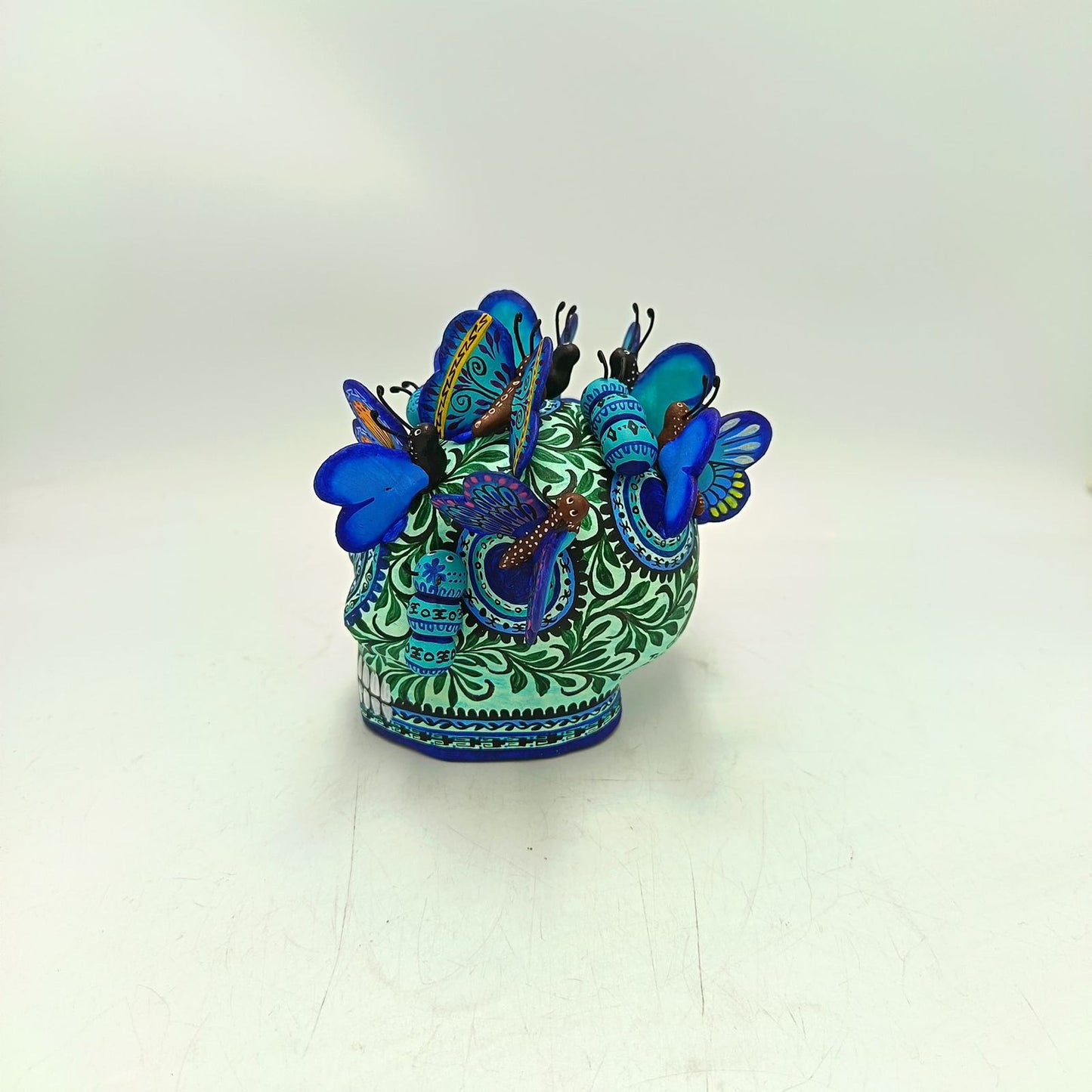 Day Of The Dead Ceramics Butterflys Human Skull By Alfonso Castillo PP8832