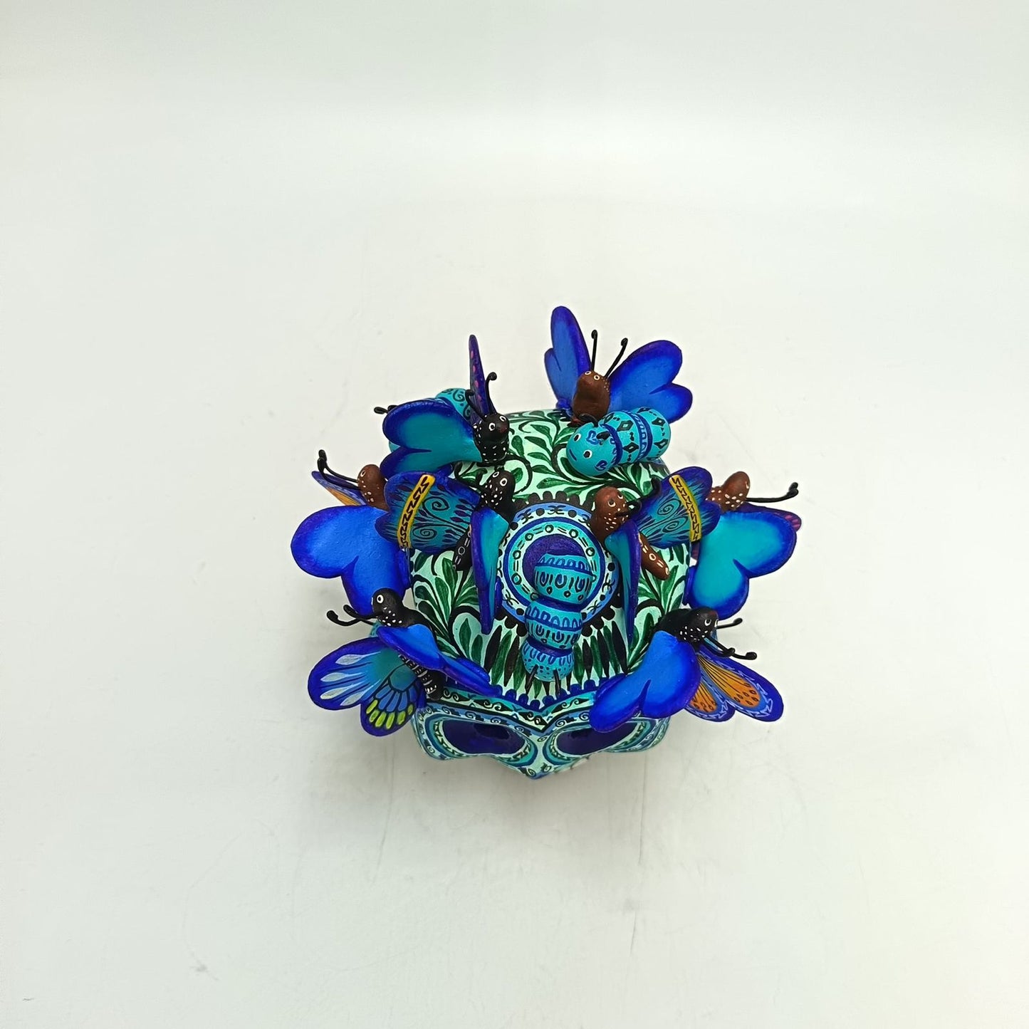 Day Of The Dead Ceramics Butterflys Human Skull By Alfonso Castillo PP8832