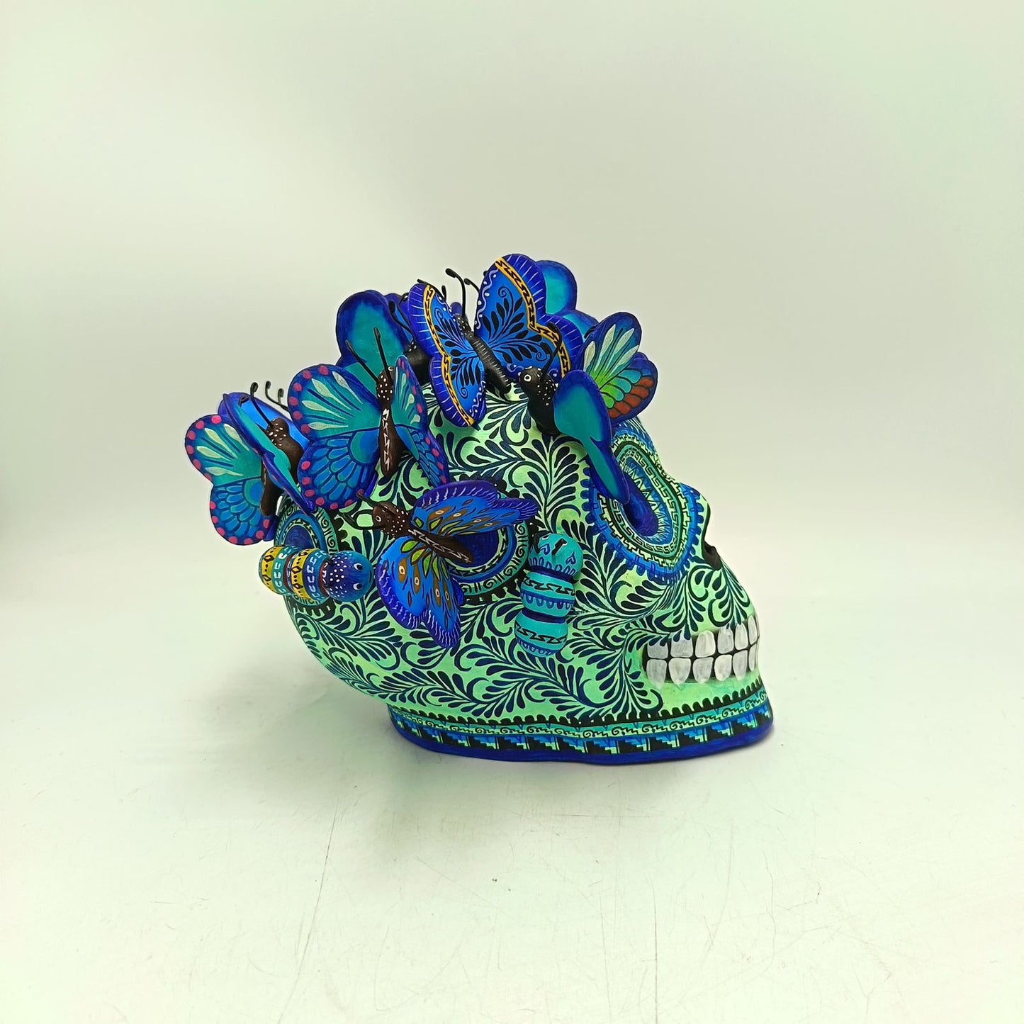 Day Of The Dead Ceramics Butterflys Human Skull By Alfonso Castillo PP8834