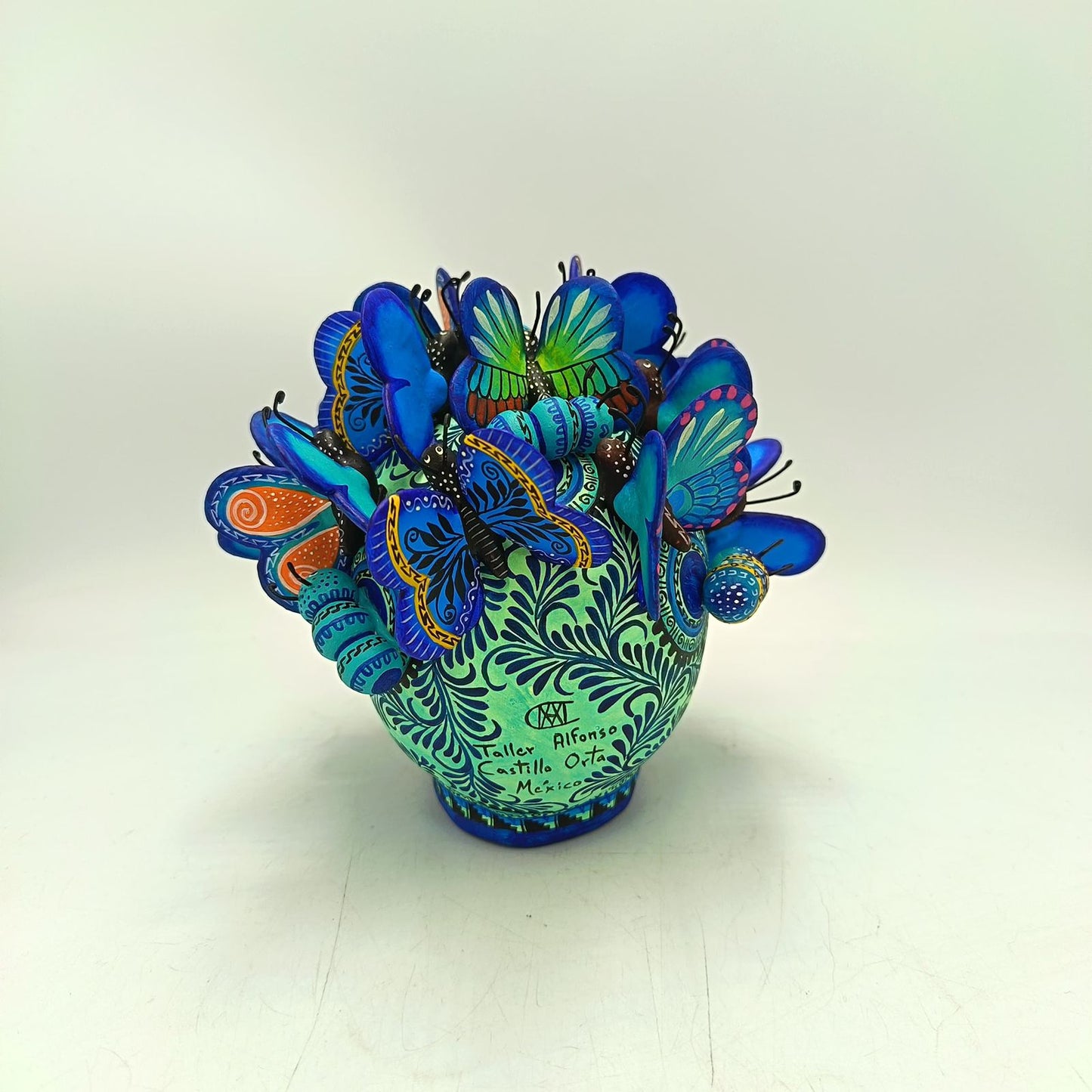 Day Of The Dead Ceramics Butterflys Human Skull By Alfonso Castillo PP8834