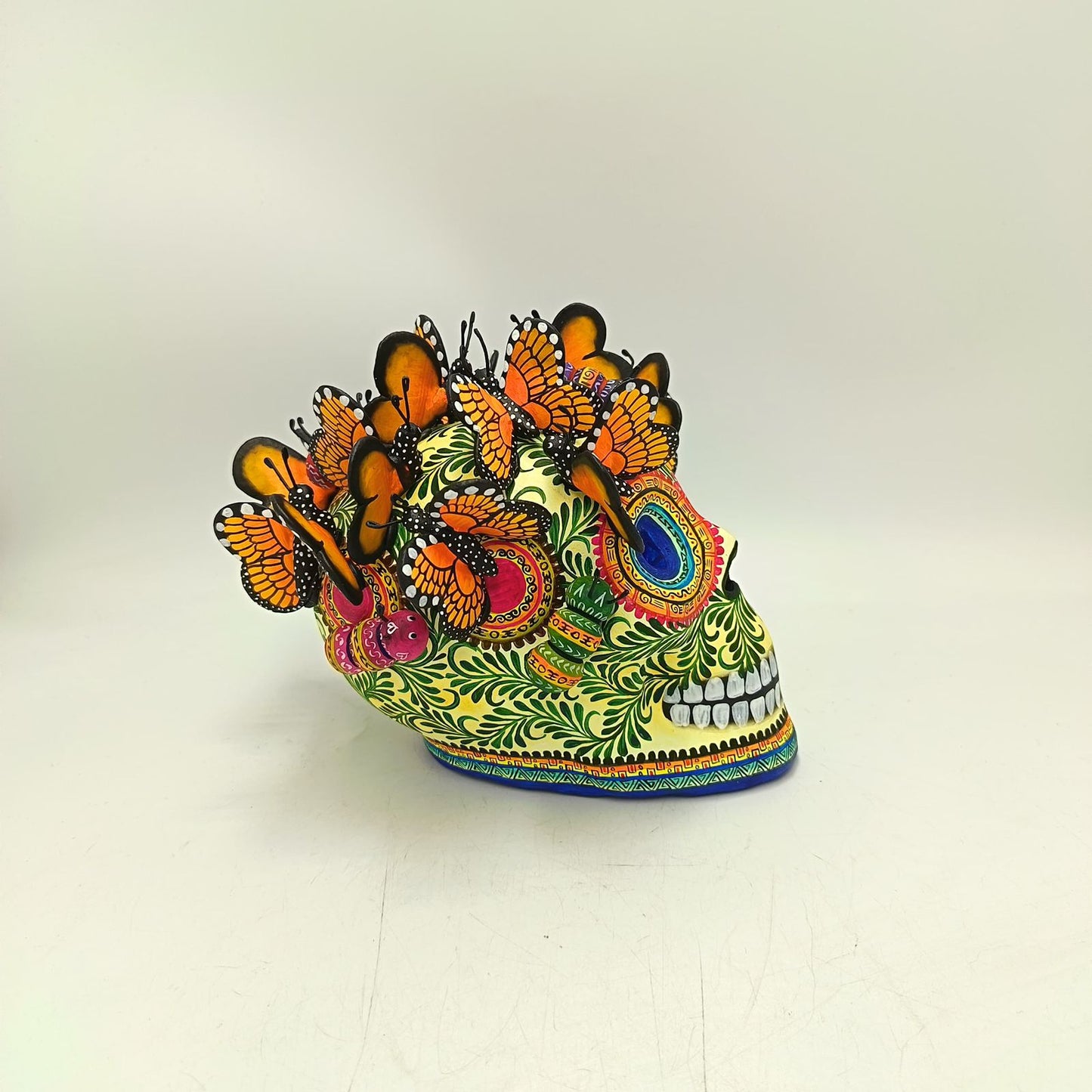 Day Of The Dead Ceramics Butterflys Human Skull By Alfonso Castillo PP8835