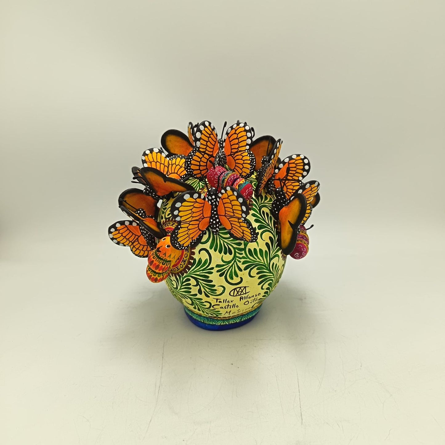 Day Of The Dead Ceramics Butterflys Human Skull By Alfonso Castillo PP8835