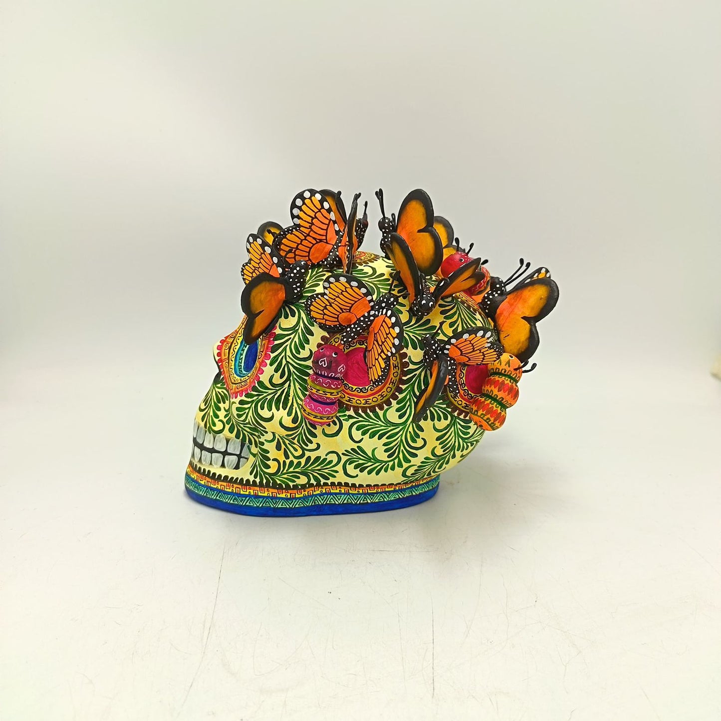 Day Of The Dead Ceramics Butterflys Human Skull By Alfonso Castillo PP8835