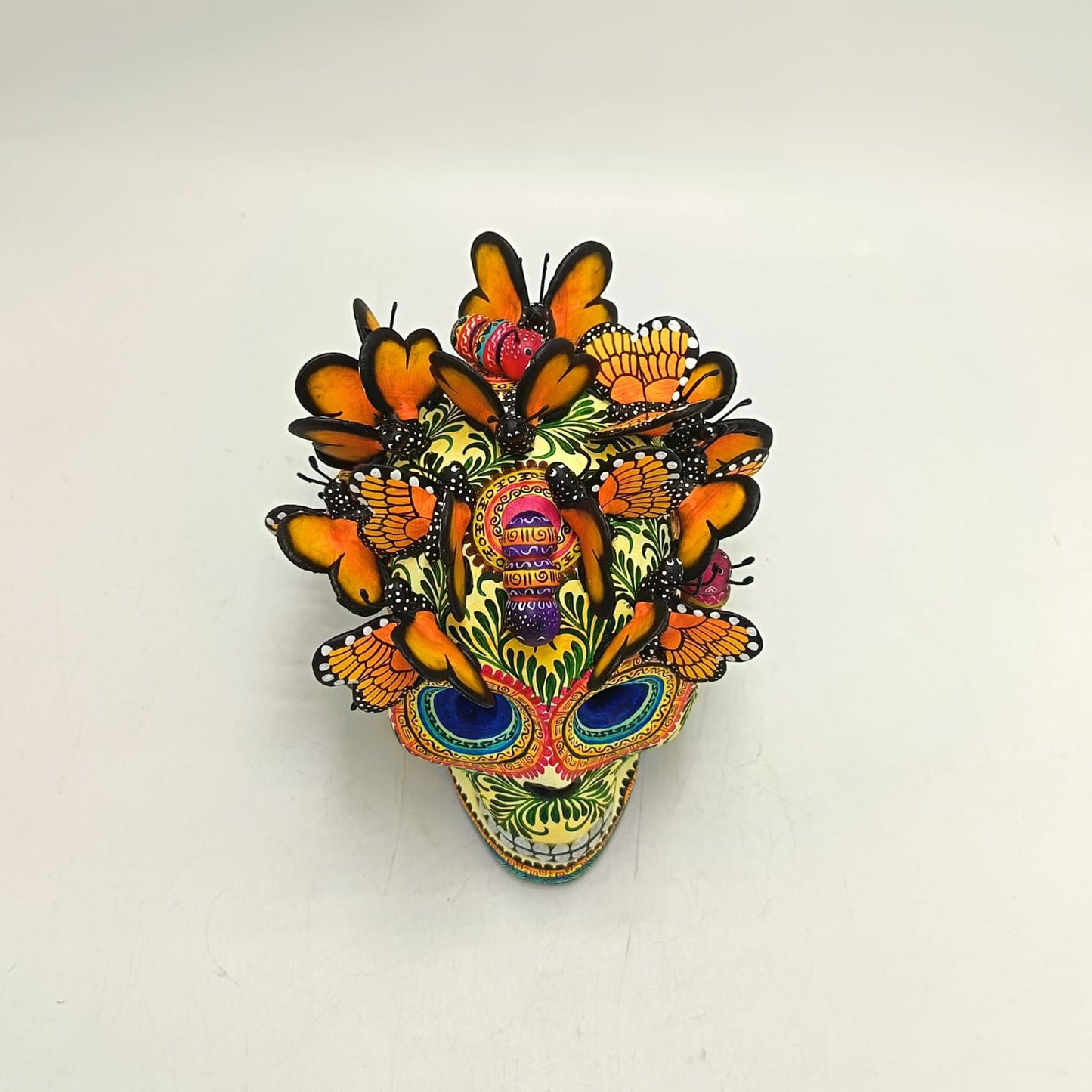 Day Of The Dead Ceramics Butterflys Human Skull By Alfonso Castillo PP8835