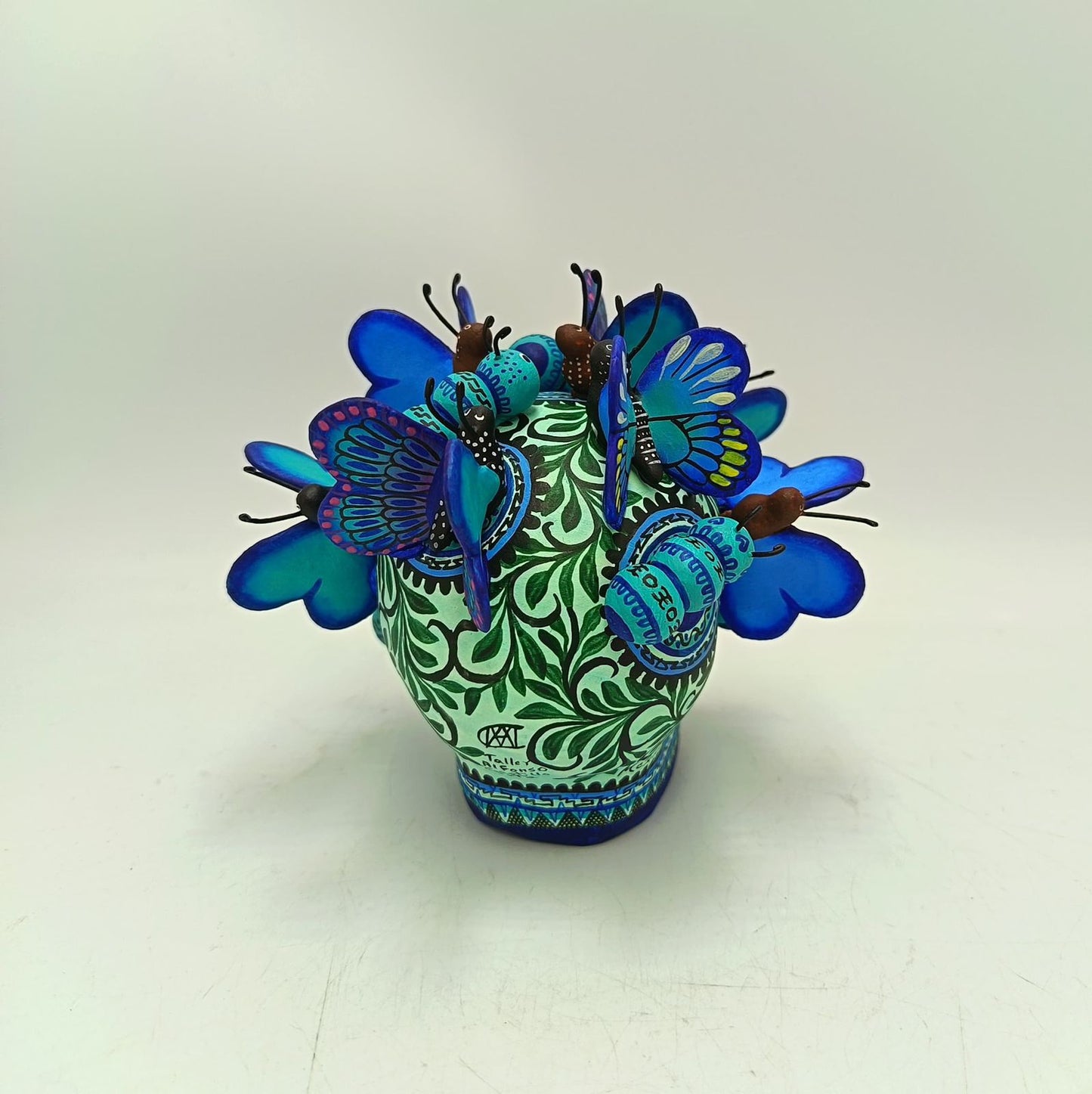 Day Of The Dead Ceramics Butterflys Human Skull By Alfonso Castillo PP8836