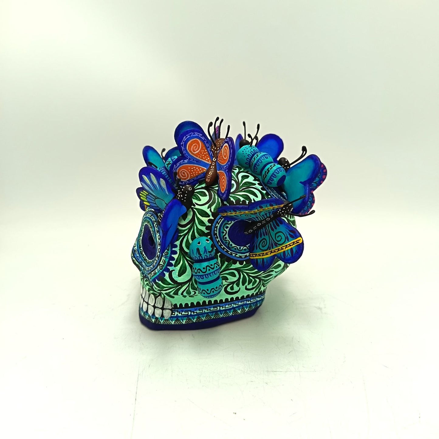 Day Of The Dead Ceramics Butterflys Human Skull By Alfonso Castillo PP8836