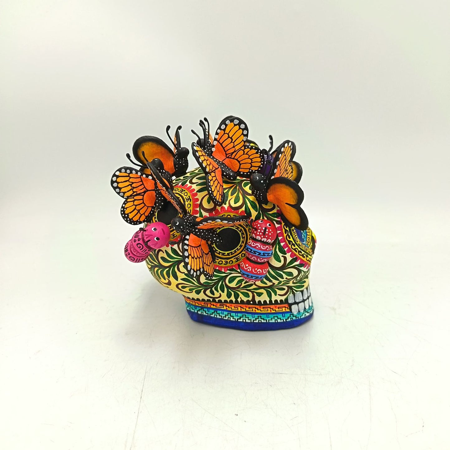 Day Of The Dead Ceramics Butterflys Human Skull By Alfonso Castillo PP8837