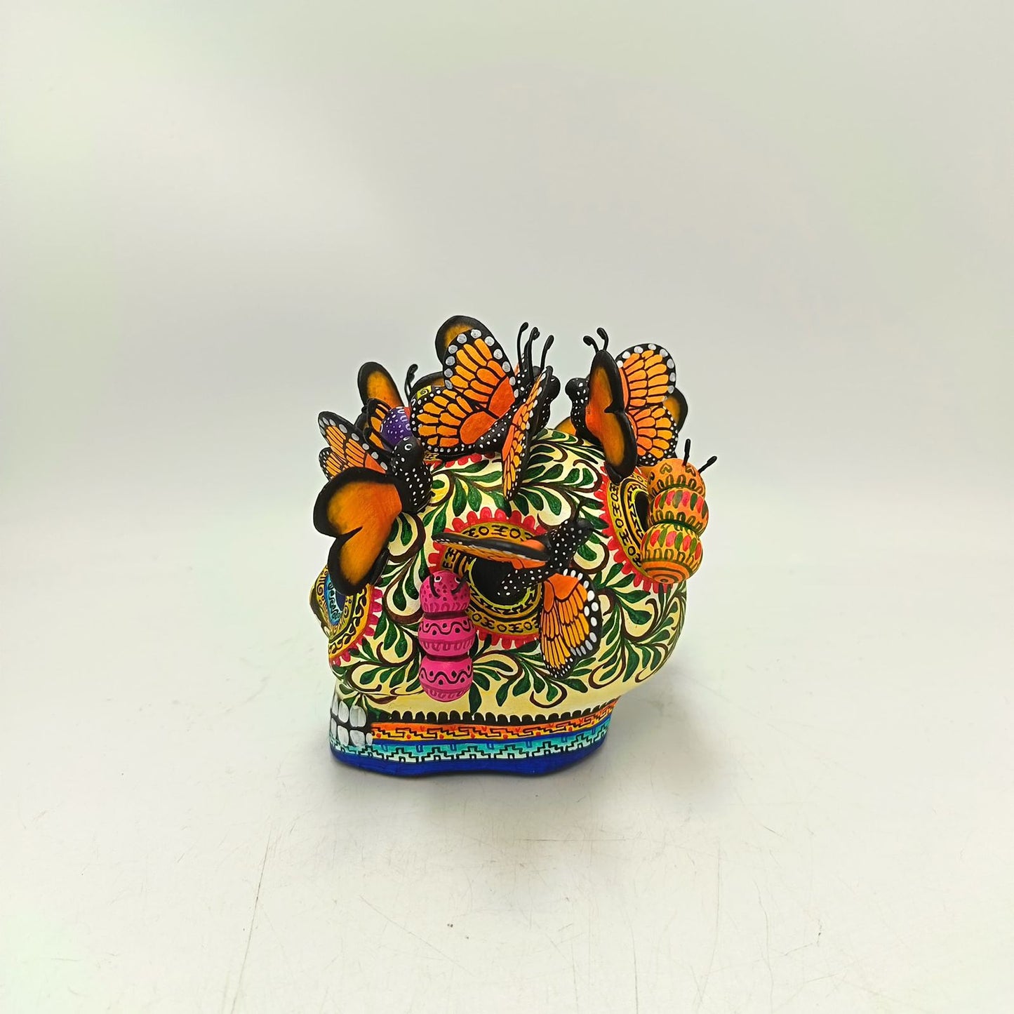 Day Of The Dead Ceramics Butterflys Human Skull By Alfonso Castillo PP8837