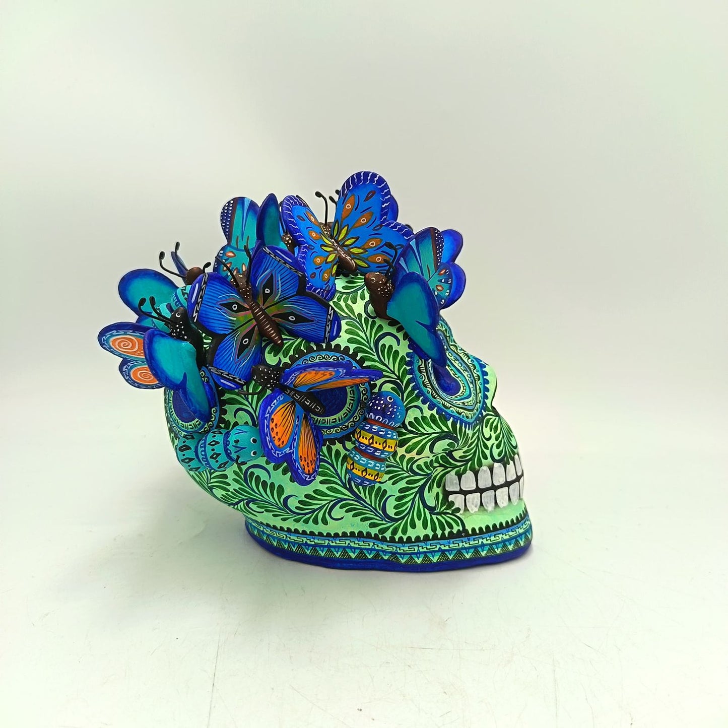 Day Of The Dead Ceramics Butterflys Human Skull By Alfonso Castillo PP8838