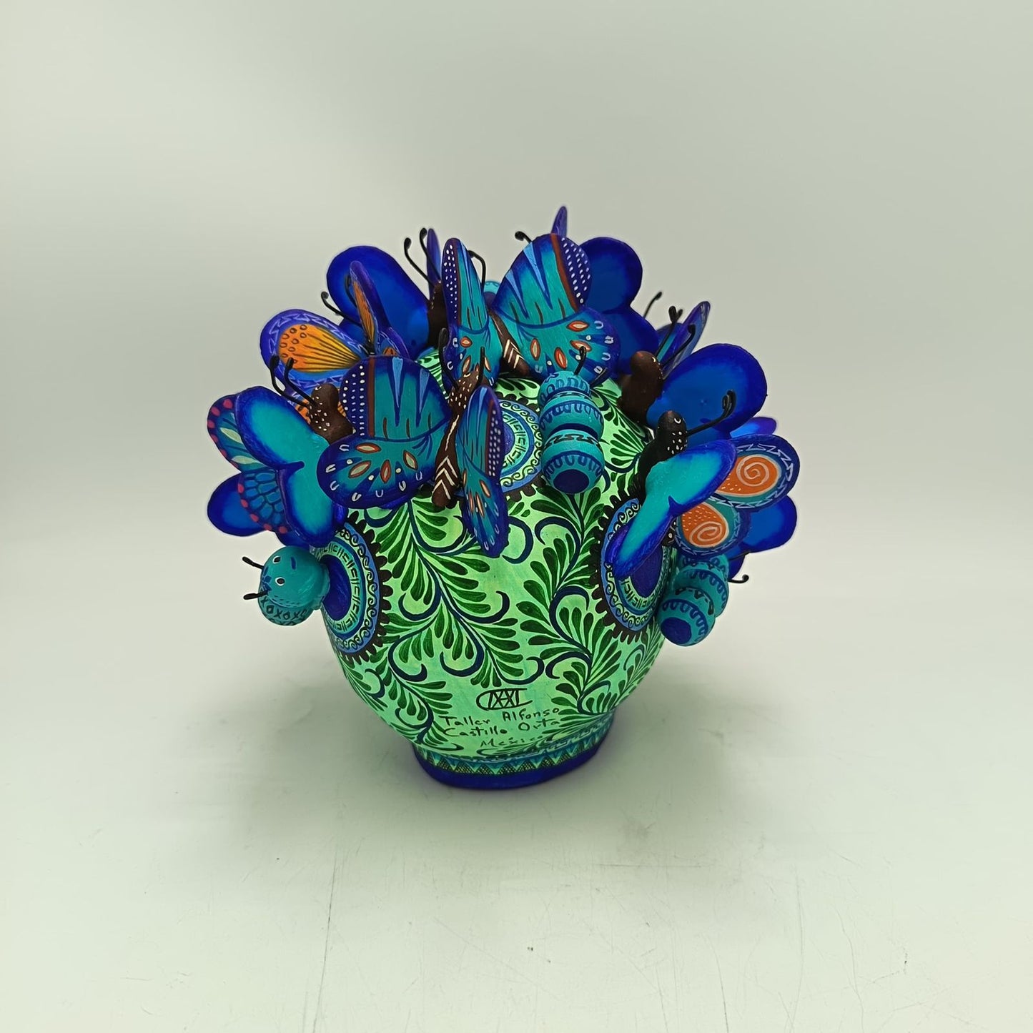 Day Of The Dead Ceramics Butterflys Human Skull By Alfonso Castillo PP8838