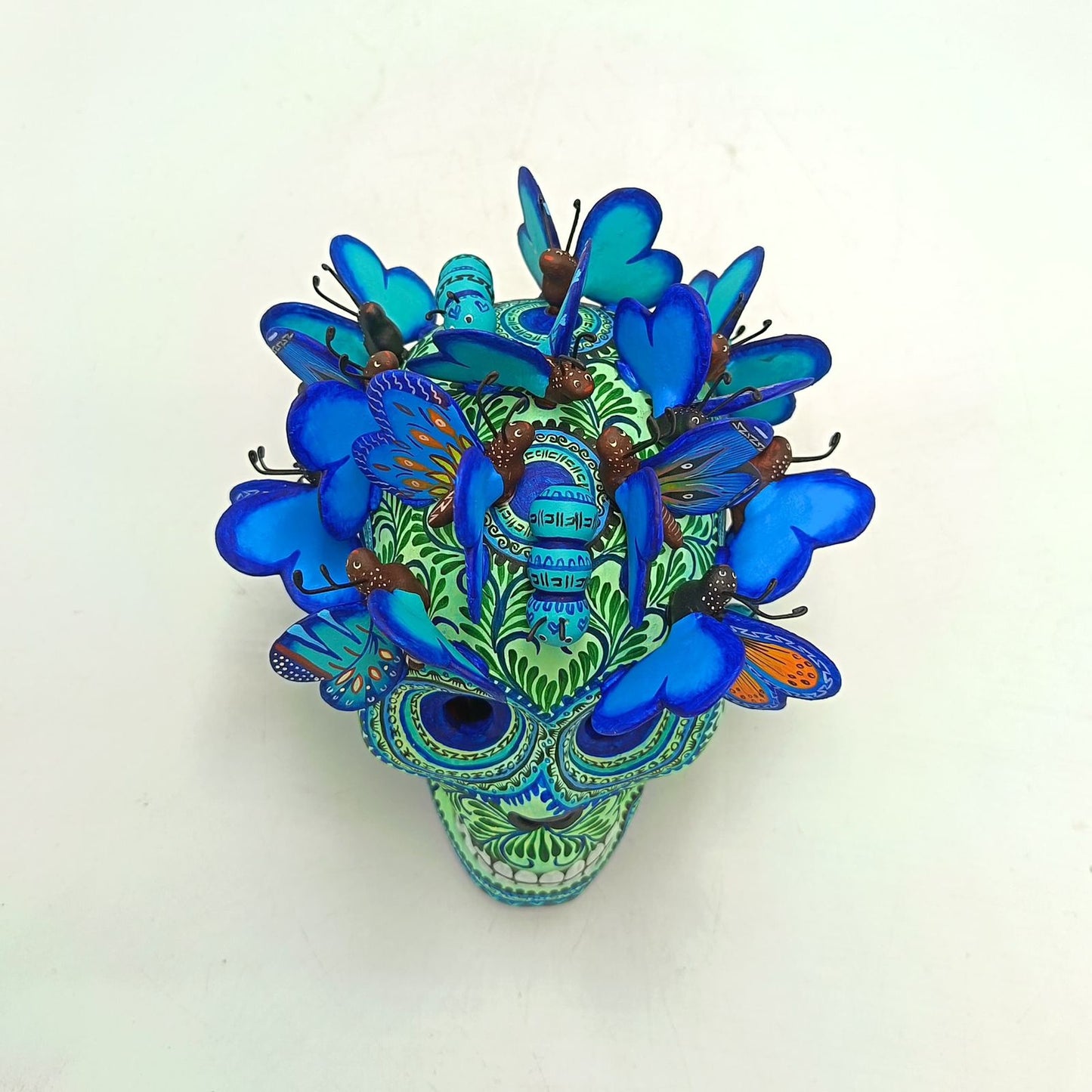 Day Of The Dead Ceramics Butterflys Human Skull By Alfonso Castillo PP8838