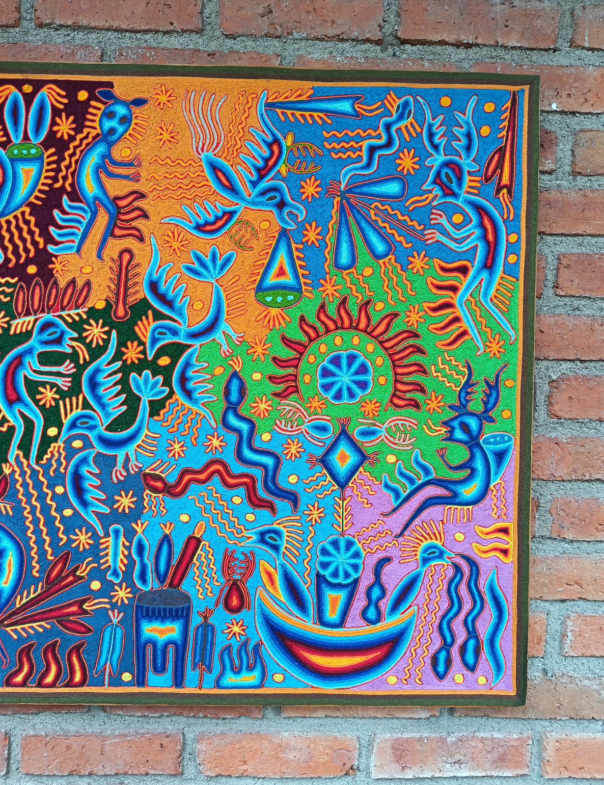 Mexican Folk Art Huichol Yarn Painting by Cooperativa Zitacua PP8825