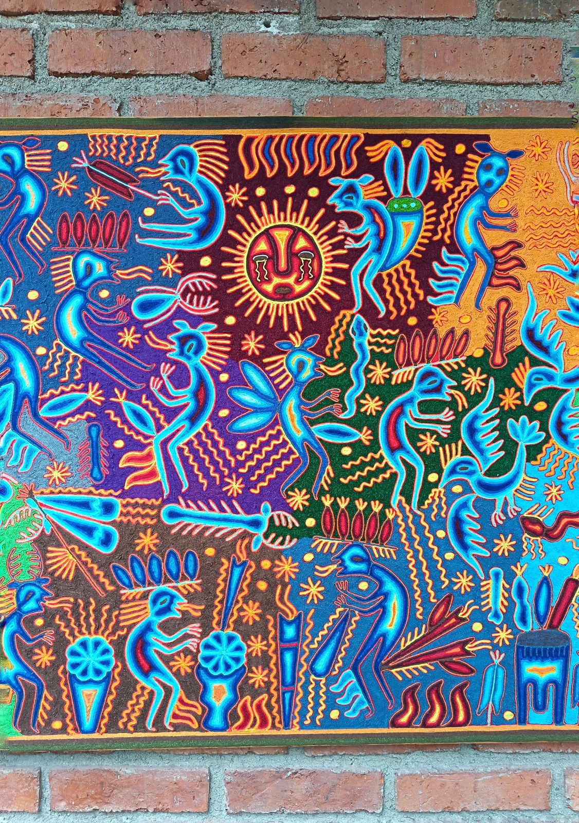 Mexican Folk Art Huichol Yarn Painting by Cooperativa Zitacua PP8825