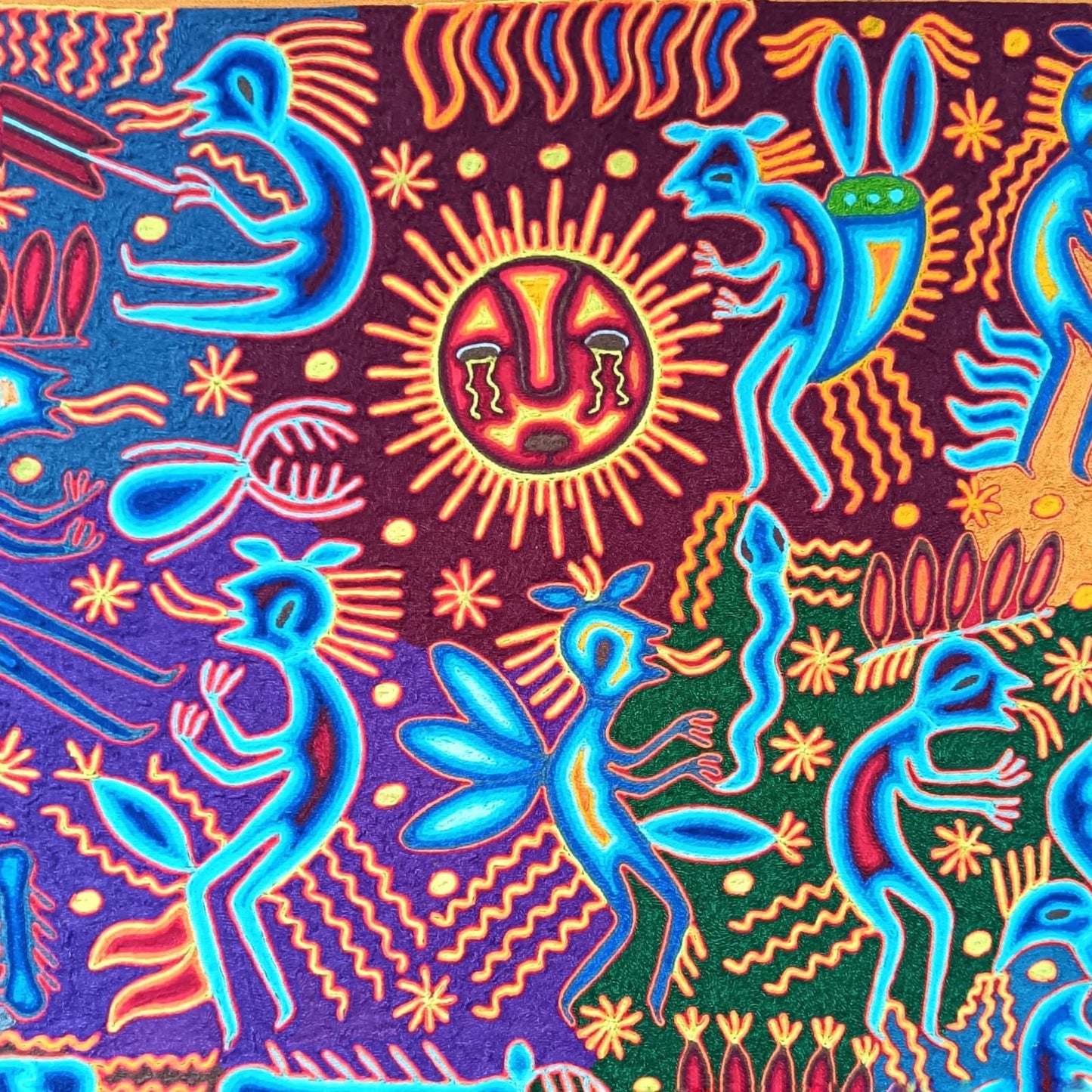 Mexican Folk Art Huichol Yarn Painting by Cooperativa Zitacua PP8825