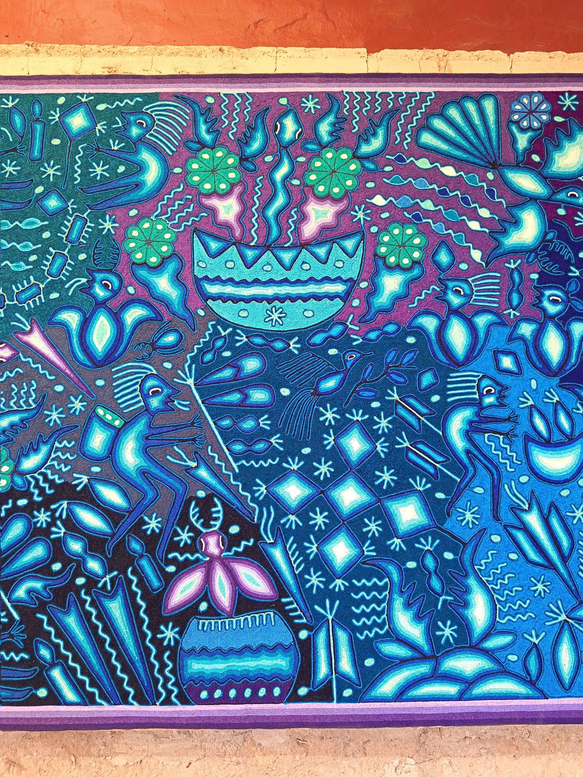 Mexican Folk Art Huichol Yarn Painting by Cooperativa Zitacua PP8866