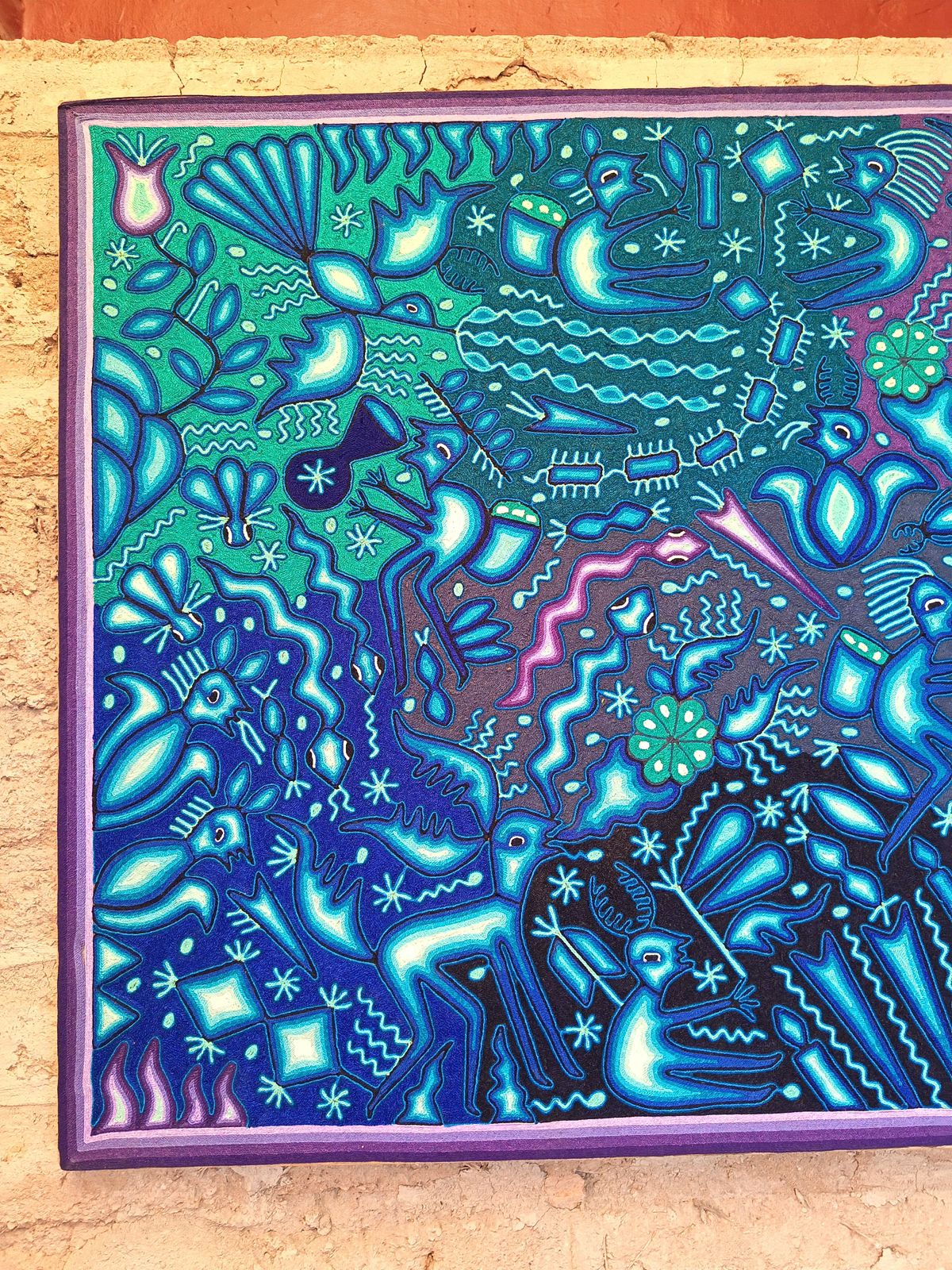 Mexican Folk Art Huichol Yarn Painting by Cooperativa Zitacua PP8866