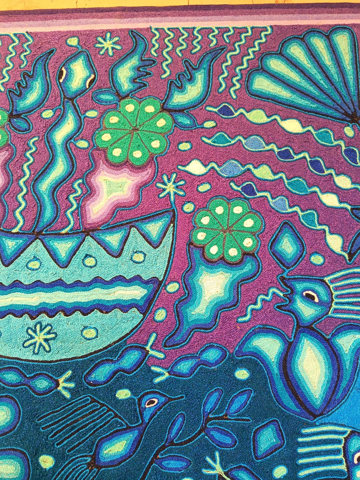 Mexican Folk Art Huichol Yarn Painting by Cooperativa Zitacua PP8866