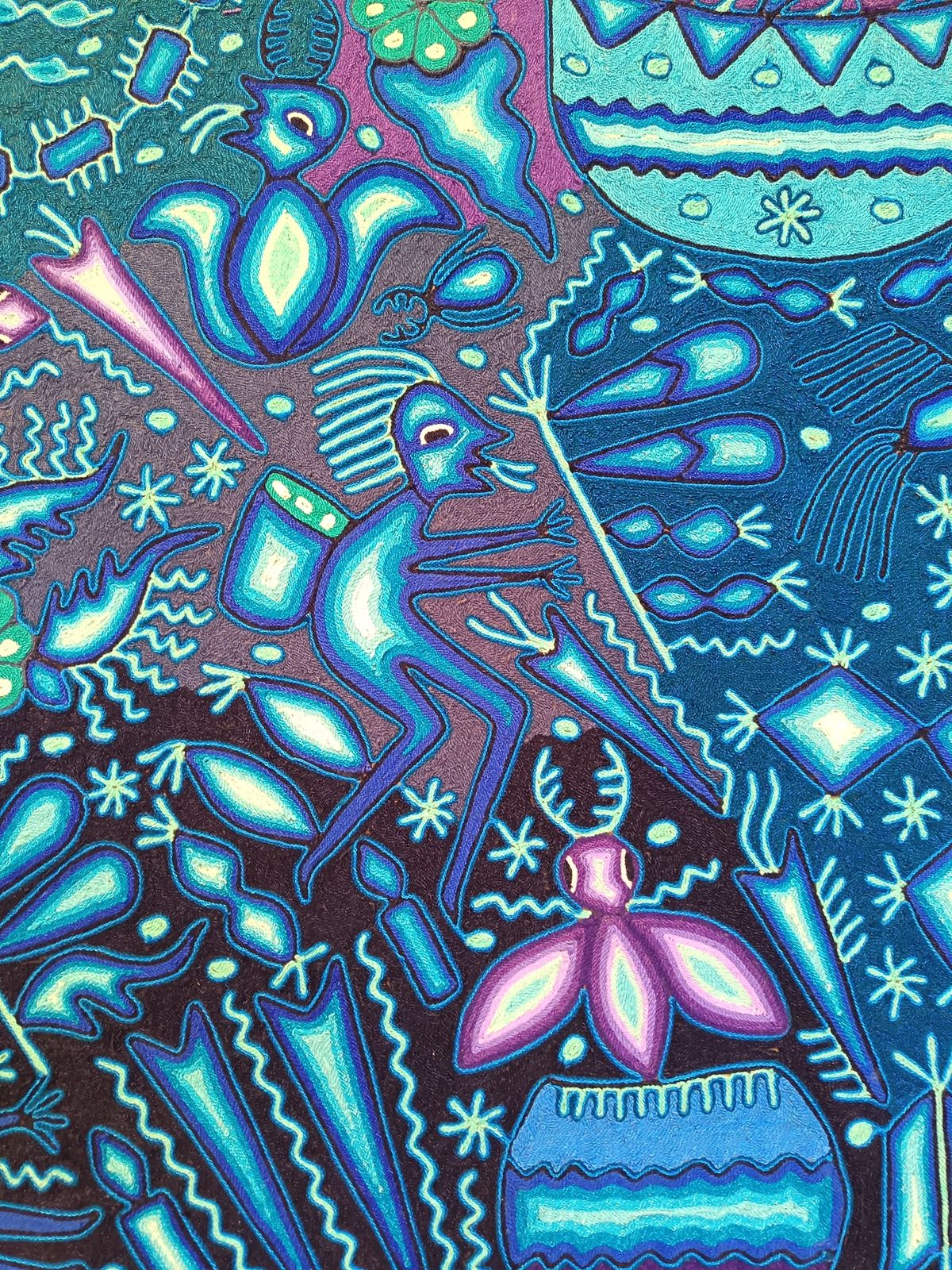 Mexican Folk Art Huichol Yarn Painting by Cooperativa Zitacua PP8866