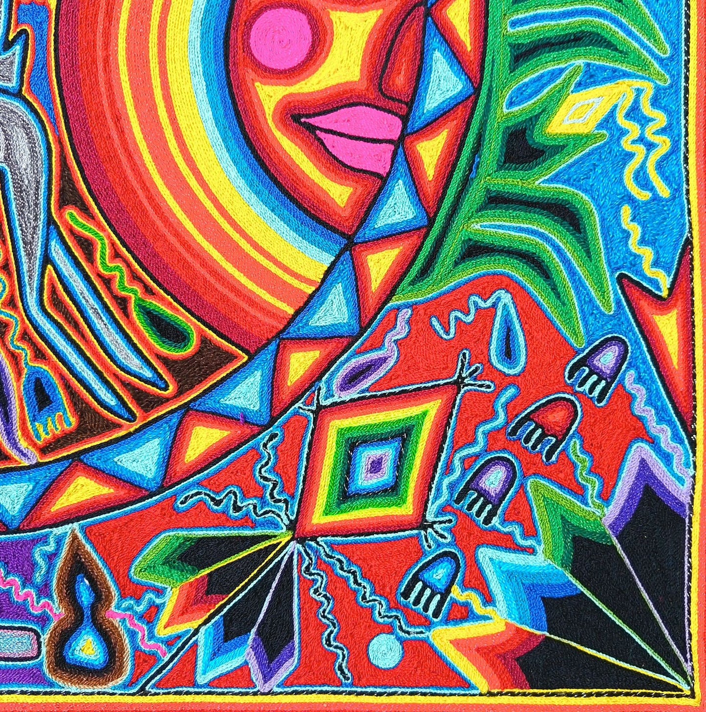 Tepehuano Yarn Painting Mexican Folk Art By Bautista Family PP8912