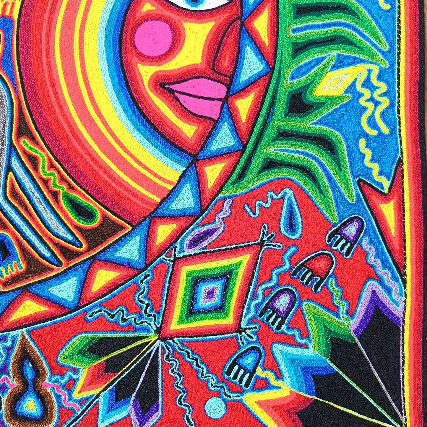 Tepehuano Yarn Painting Mexican Folk Art By Bautista Family PP8912