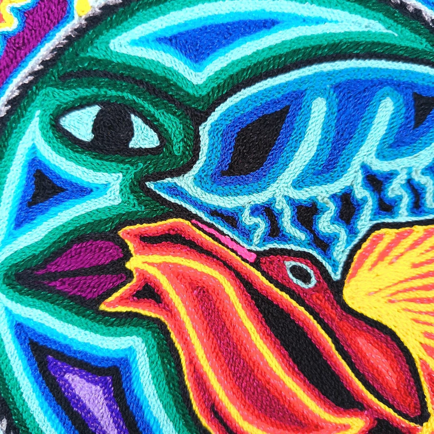 Tepehuano Yarn Painting Mexican Folk Art By Bautista Family PP8924