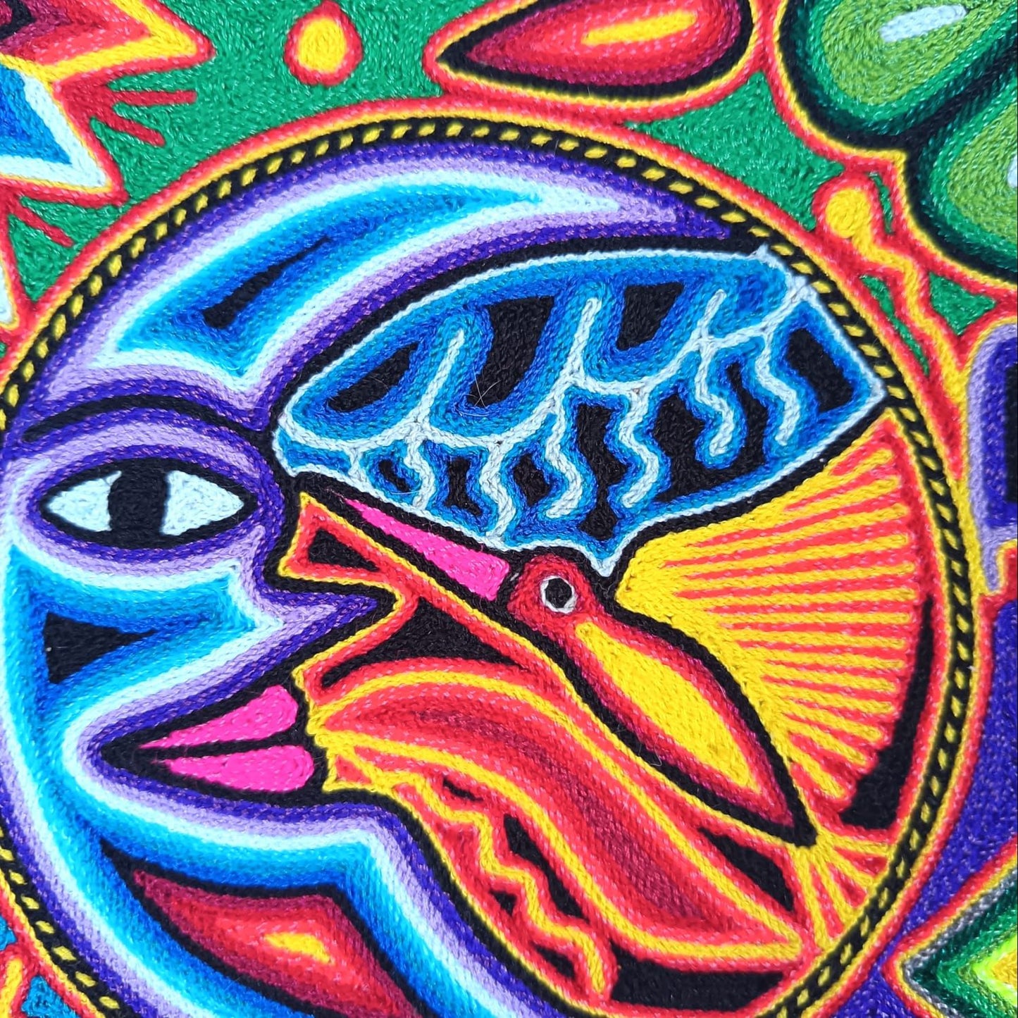 Tepehuano Yarn Painting Mexican Folk Art By Bautista Family PP8926