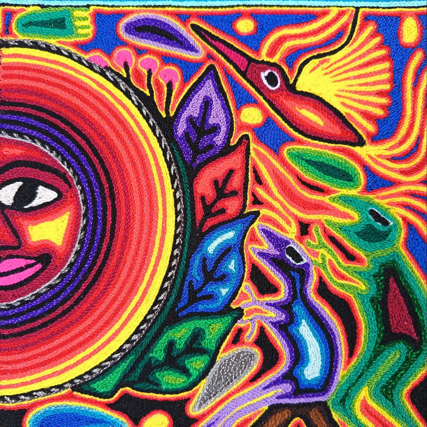 Tepehuano Yarn Painting Mexican Folk Art By Bautista Family PP8927