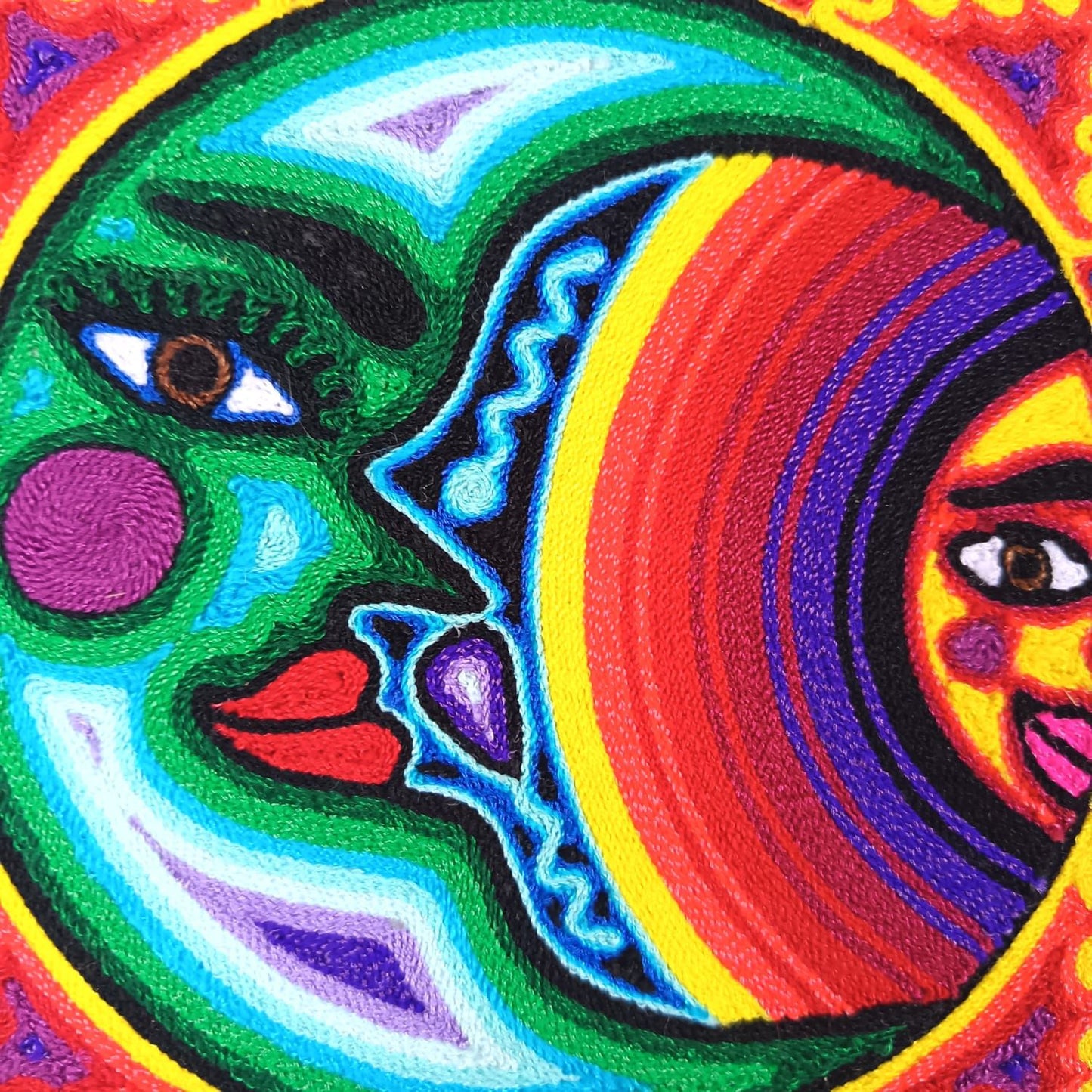 Tepehuano Yarn Painting Mexican Folk Art By Bautista Family PP8928 Oaxaca
